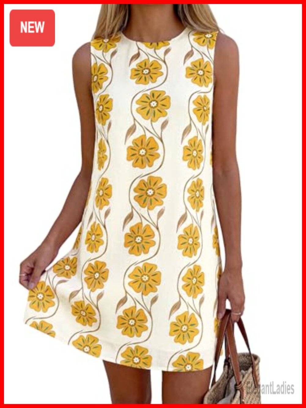 Floral Sleeveless A-Line Mini Sundress with Pockets